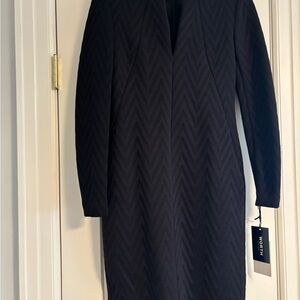 Worth Black Quilted Chevron Long Sleeve Dress